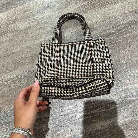 Ralph Lauren Check Pattern Mini Purse Tote Vintage Brown - Picture 2 of 6